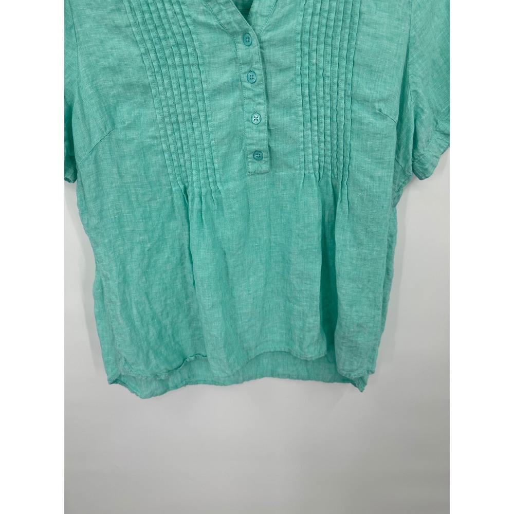 Coldwater Creek Linen Top Shirt Womens MP Pintuck Natural Breathable Summer - Picture 9 of 9